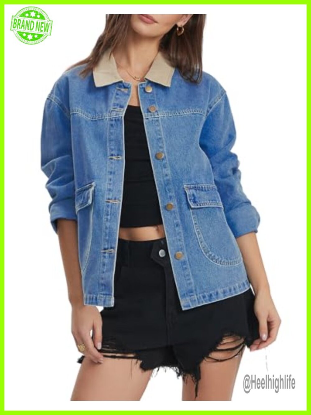 Women's Denim Jacket Casual Long Sleeve Button Up Barn Coat